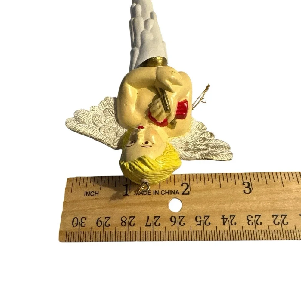 Vintage Angel Icicle Ornament Holding Bell Christmas Plastic‎ Cherub Religious